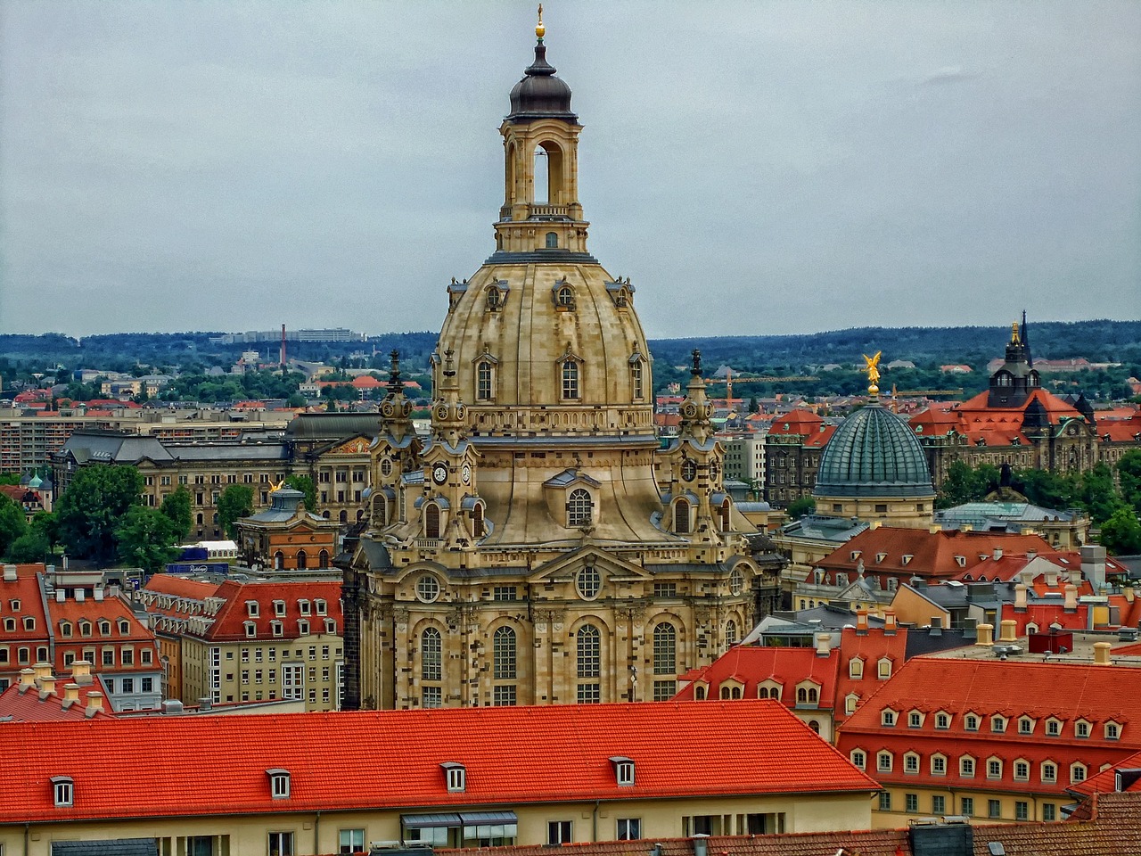 Frauenkirche, Drezdenas, Vokietija, Miestas, Miestai, Miesto, Pastatai, Bažnyčia, Panorama, Architektūra