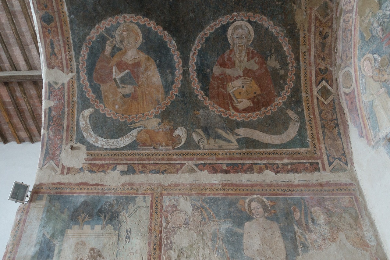 Freska, Freskų Tapyba, Šviežia Tapyba, Al Fresco, Fjeras, Evangelistai, Nanni Di Pietro, Orvieto, Toskana, Italy
