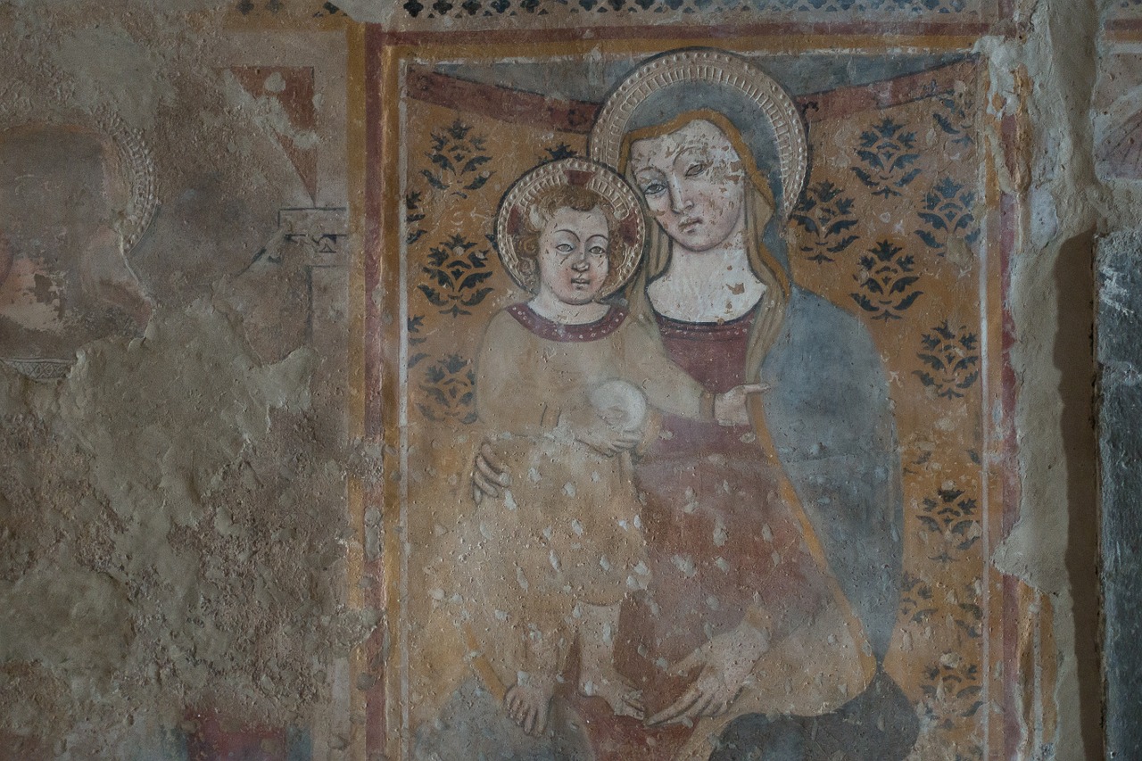 Freska, Freskų Tapyba, Šviežia Tapyba, Al Fresco, Fjeras, Madonna Su Vaiku, Nanni Di Pietro, Orvieto, Toskana, Italy