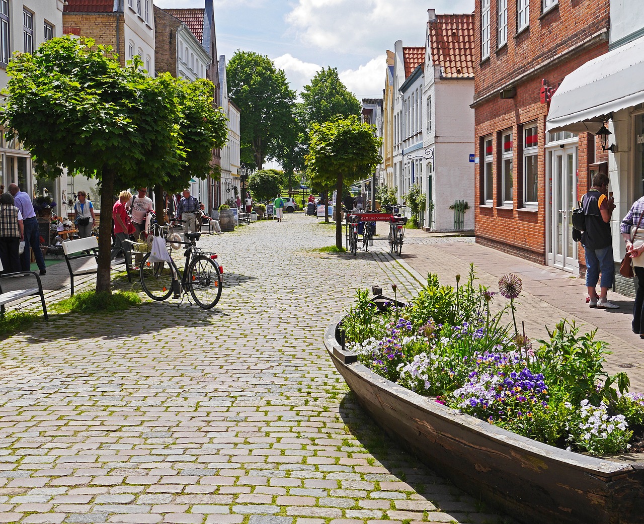 Friedrichstadt, Olandų Gyvenvietė, Nestandartiniai Namai, Pėsčiųjų Zona, Gėlių Valtis, Parduotuvės, Apsipirkimas, Suvenyrai, Turizmas, Nordfriesland