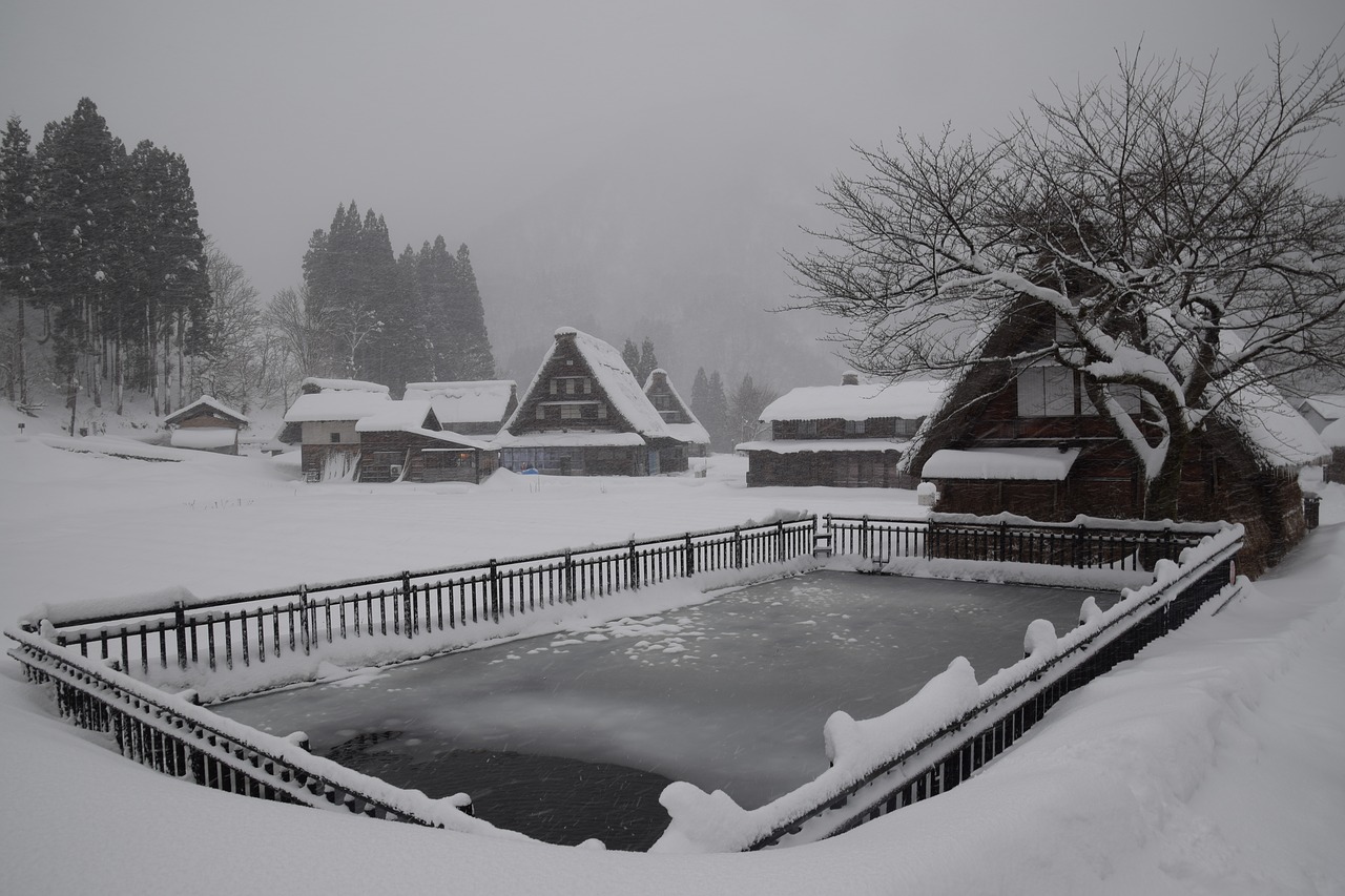 Sušaldyta, Tsuganuma Kaimas, Žiema, Japonų Nameliai, Nemokamos Nuotraukos,  Nemokama Licenzija