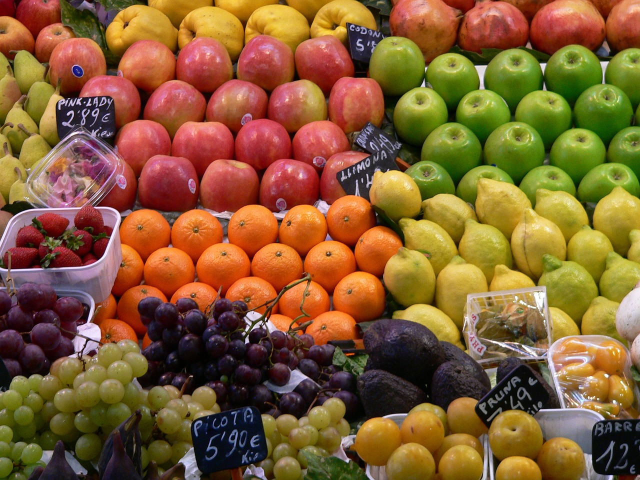 Vaisių Rinka, Raudona, Žalias, Ekologiškas, Šviežias, Oranžinė, Obuolys, Citrina, Vaisiai, Oranžinė Geltona