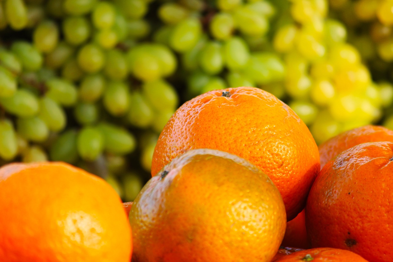 Vaisiai, Apelsinai, Vynuogės, Oranžinis Vaisius, Citrusiniai, Šviežias, Sveikas, Balta, Vitaminas, Maistas