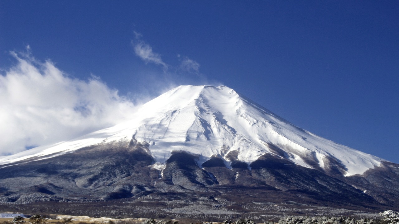 Fuji, Kalnas, Japonija, Dangus, Kraštovaizdis, Gamta, Kelionė, Peizažas, Mėlynas, Piko