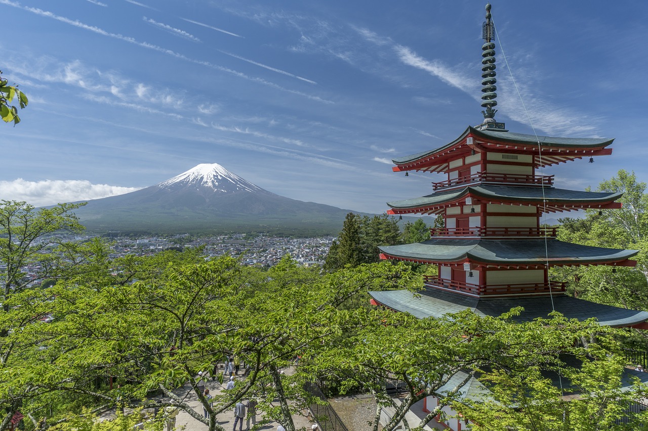 Fuji, Kalnas, Pagoda, Japonija, Kalnas, Dangus, Kelionė, Kraštovaizdis, Gamta, Japanese