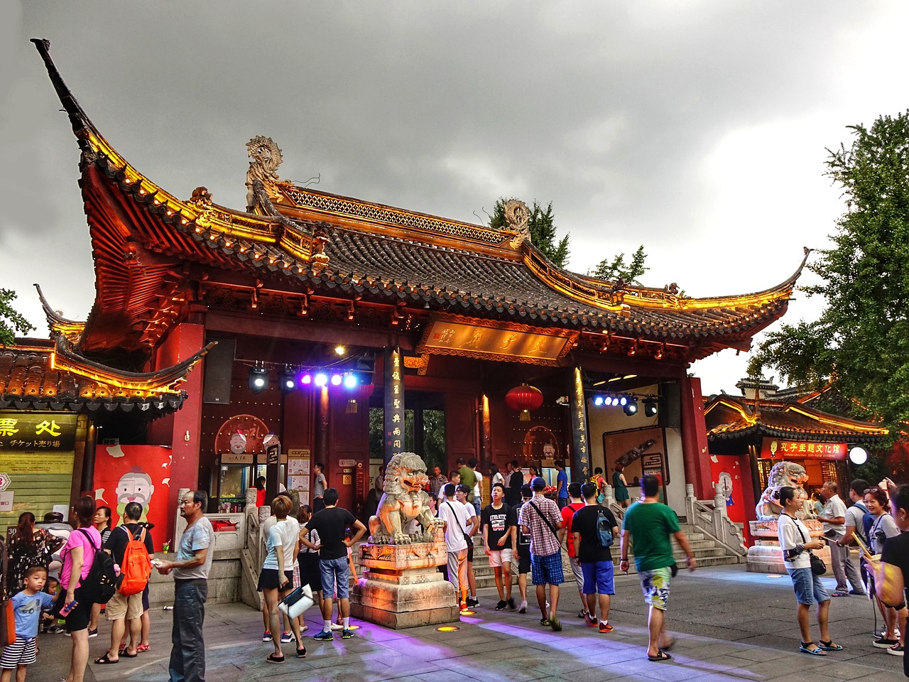 Fuzimiao, 夫子庙, Nanjing, Kinija, Konfucius, Turistų Atrakcijos, Turistinis, Šventykla, Religija, Istorinis