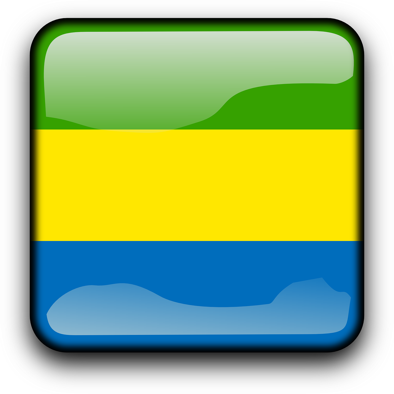 Gabonas, Vėliava, Šalis, Tautybė, Kvadratas, Mygtukas, Blizgus, Nemokama Vektorinė Grafika, Nemokamos Nuotraukos,  Nemokama Licenzija