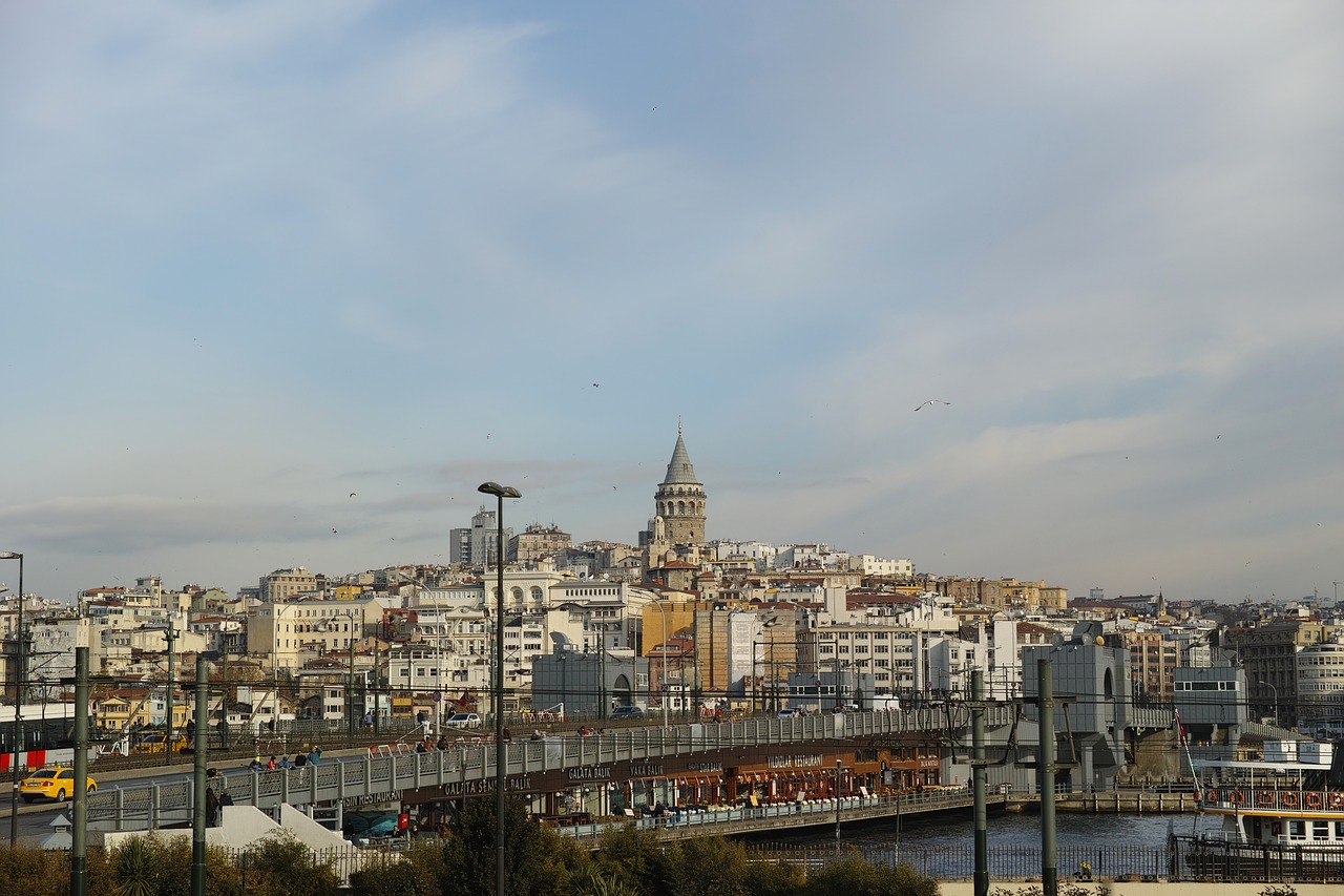 Galata, Bokštas, Senas, Pastatas, Debesys, Istanbulas, Turkija, Kraštovaizdis, Dangus, Architektūra