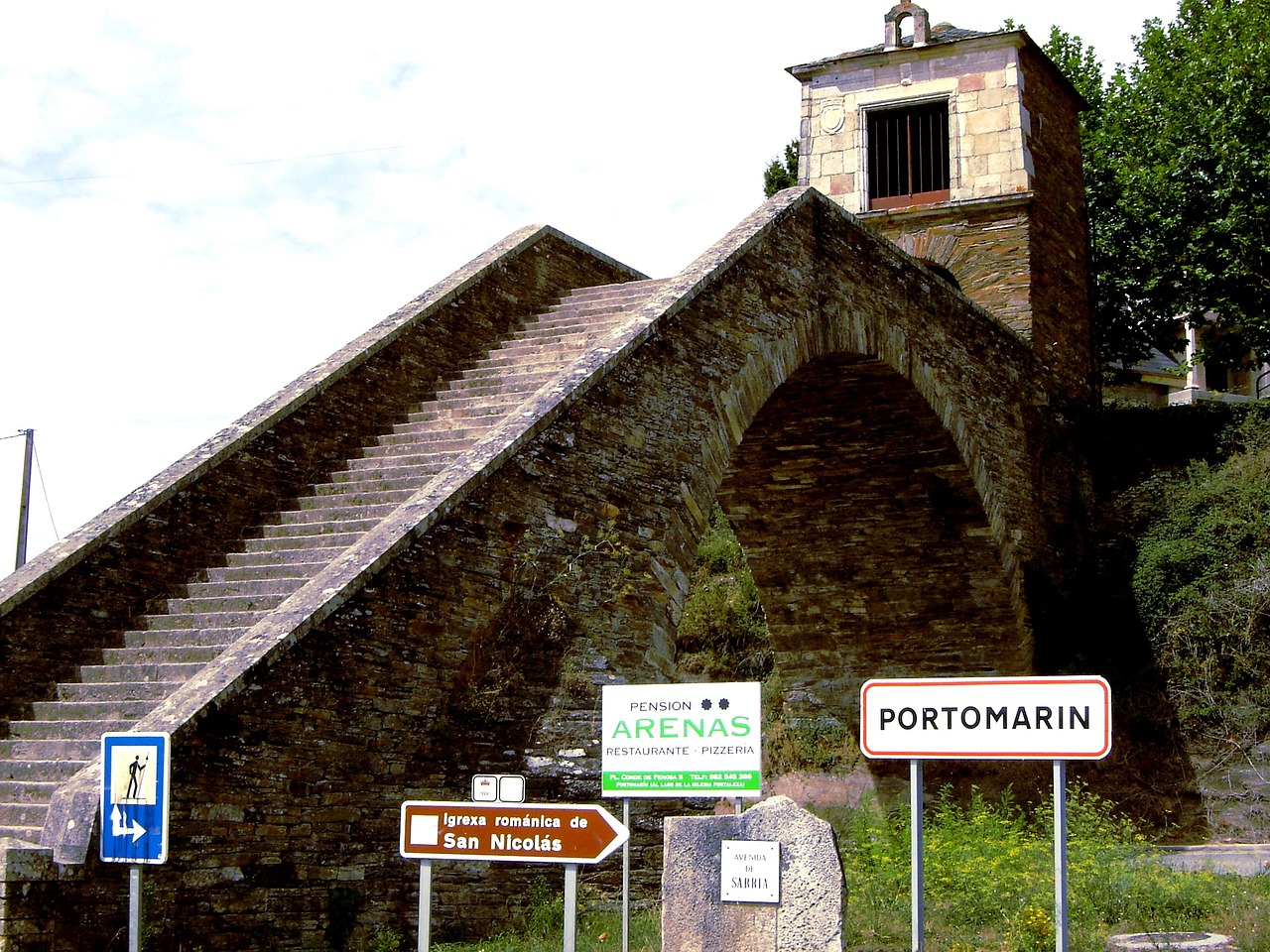 Galicia, Portomarín, Camino Santiago, Piligrimas, Santiago, Kelias, Laiptai, Akmuo, St James Kelias, Nemokamos Nuotraukos