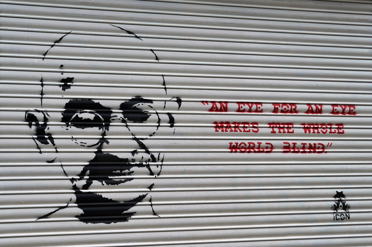 Gandhi, Grafiti, Veidas, Išmintis, Sakydamas, Gatvės Menas, Purkšti, Siena, Sienų Tapyba, Menas