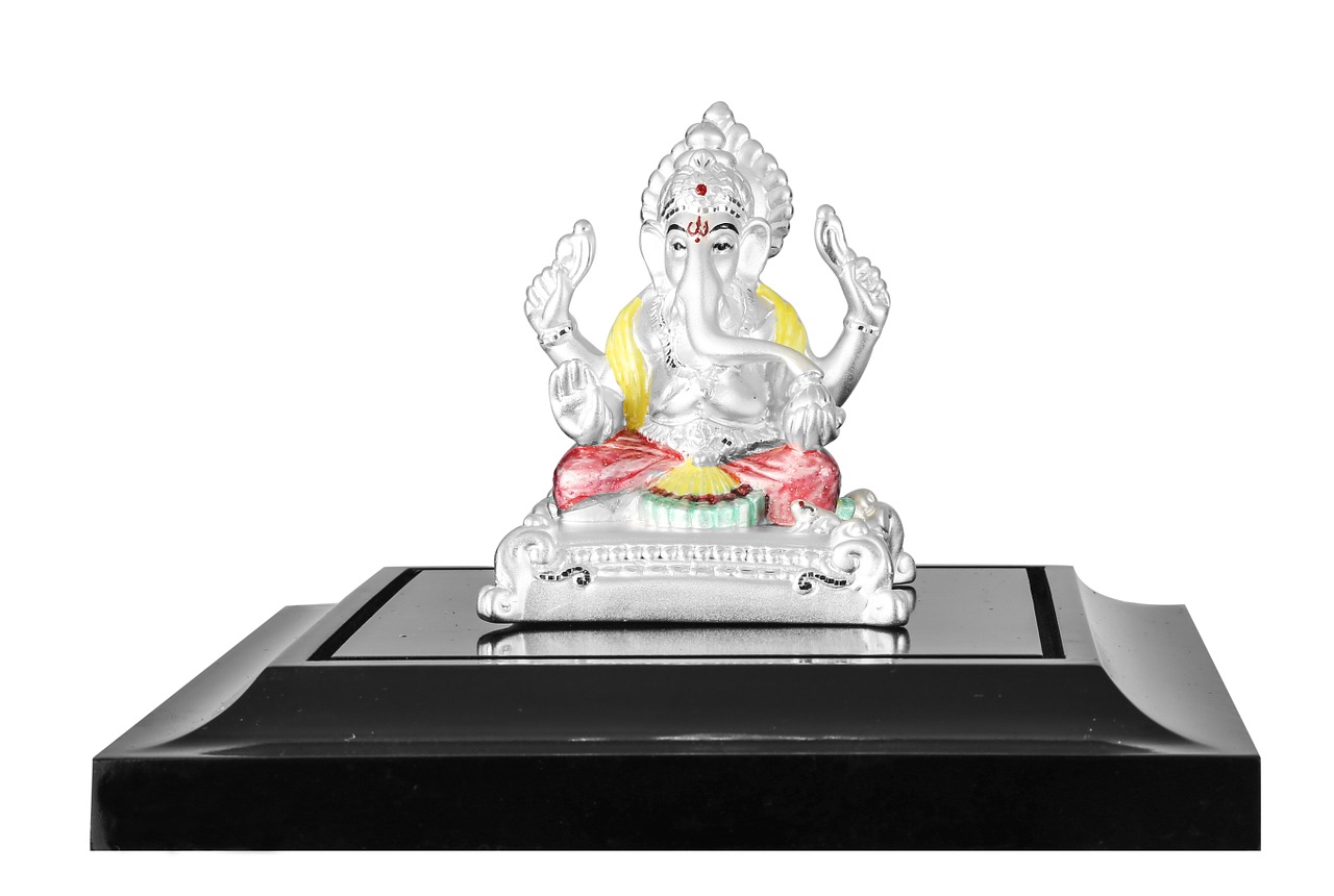 Ganesha, Ganaesh, Ganapati, Dievas, Sidabras, Viešpatie, Idolas, Hindu, Religinis, Senovės