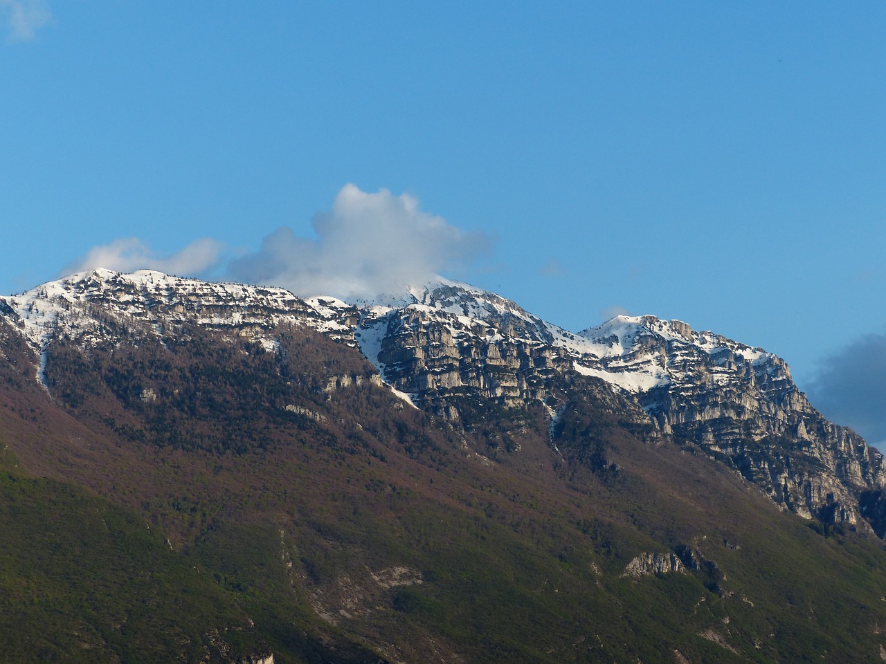 Garda Kalnai, Kalnai, Monte Baldo, Monte Bal, Monte Baldo Tvirtas, Aukštas Kalnas, Monte Altissimo Modenoje, Garda, Summit, Snowy
