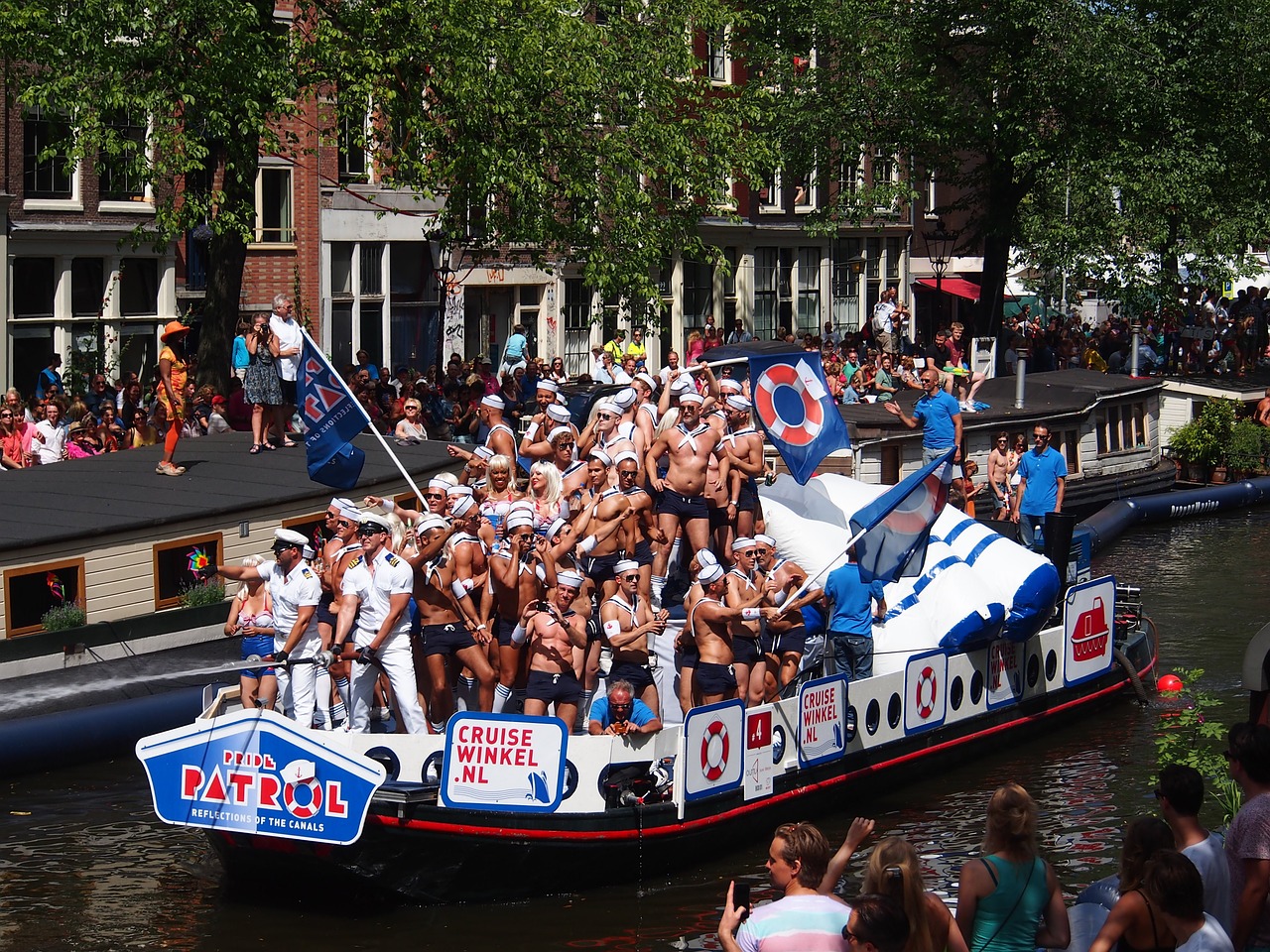 Gėjų Pasididžiavimas, Amsterdamas, Valtis, Prinsengracht, Nyderlandai, Holland, Homo, Gyvenimo Būdas, Homoseksualumas, Demonstracija