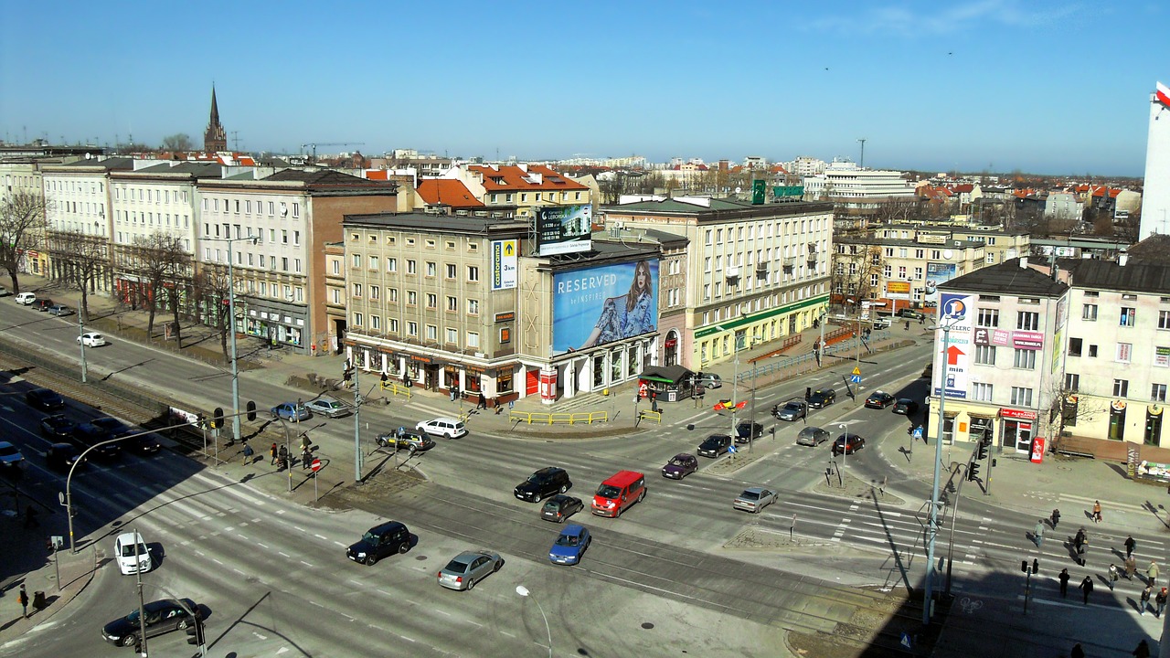 Gdanskas, Lenkija, Pastatai, Architektūra, Gatvė, Automobiliai, Automobiliai, Miestas, Miestai, Panorama