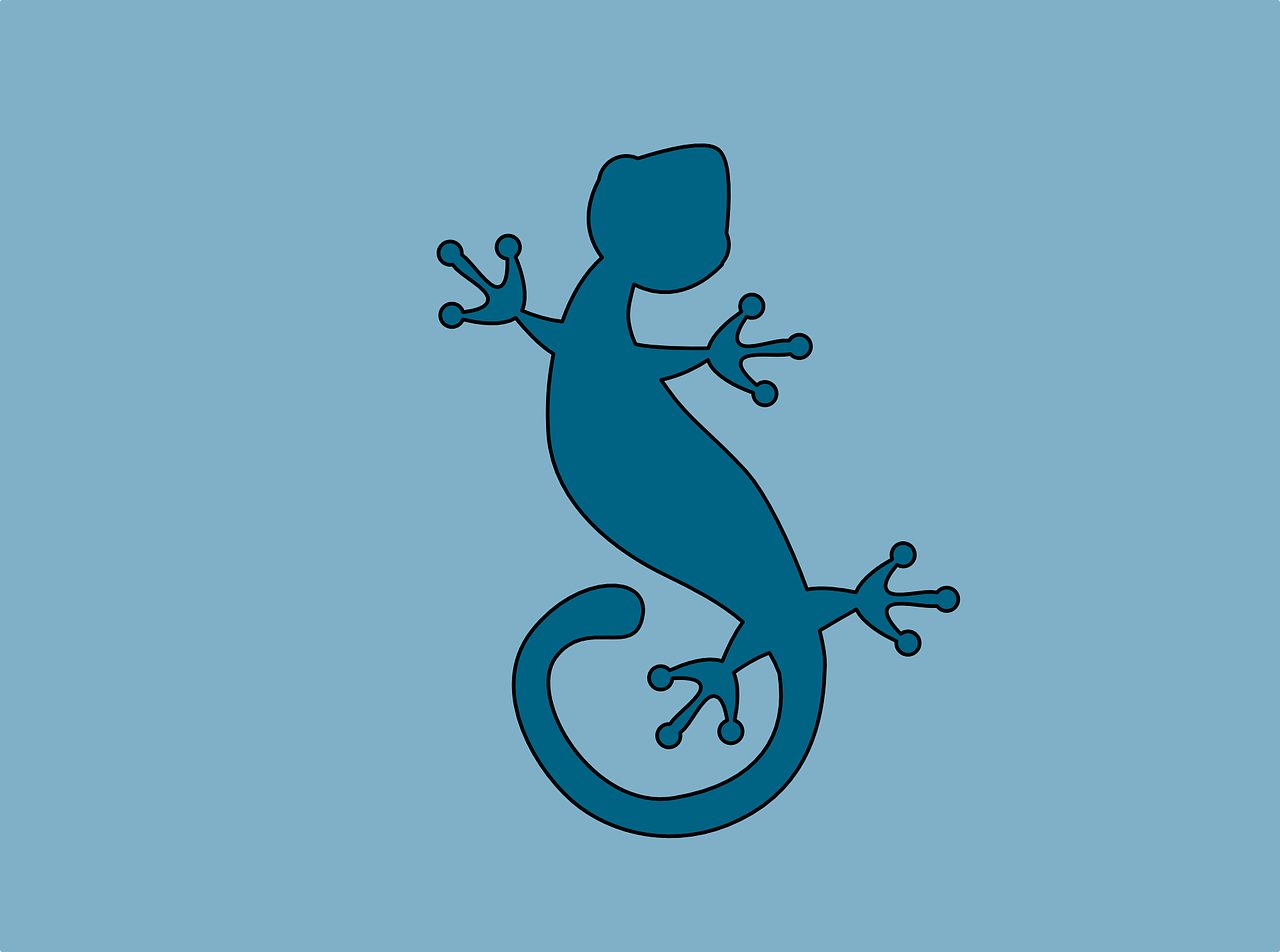 Gecko, Kontūrai, Ornamentas, Mėlynas, Susukti, Viršuje, Pėdos, Uodega, Nemokama Vektorinė Grafika, Nemokamos Nuotraukos