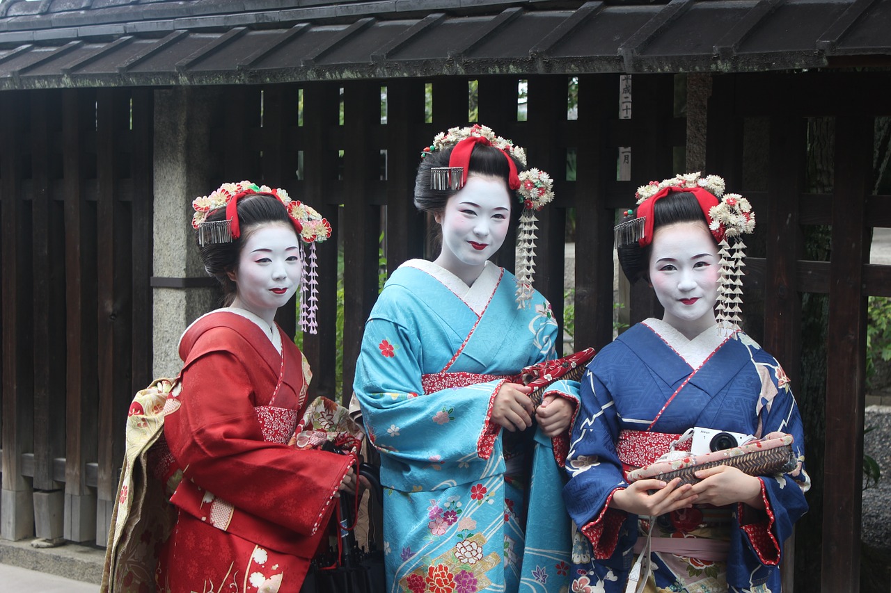 Geiša, Mergaitės, Kimono, Kultūra, Moteris, Makiažas, Tradicinis, Japonija, Nacionalinis, Šukuosenos