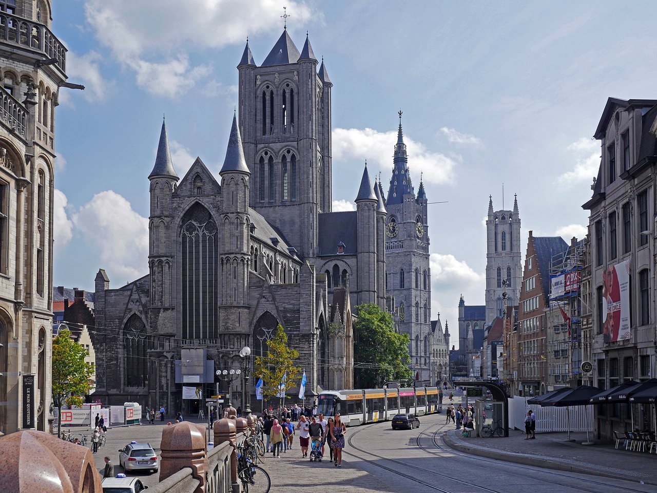 Gent, Sint Niklaaskerk, Stadtmitte, Centras, Centro, Istorinis Senamiestis, Varpinė, Sint-Baafs Kathedraal, Pėsčiųjų Zona, Tramvajus