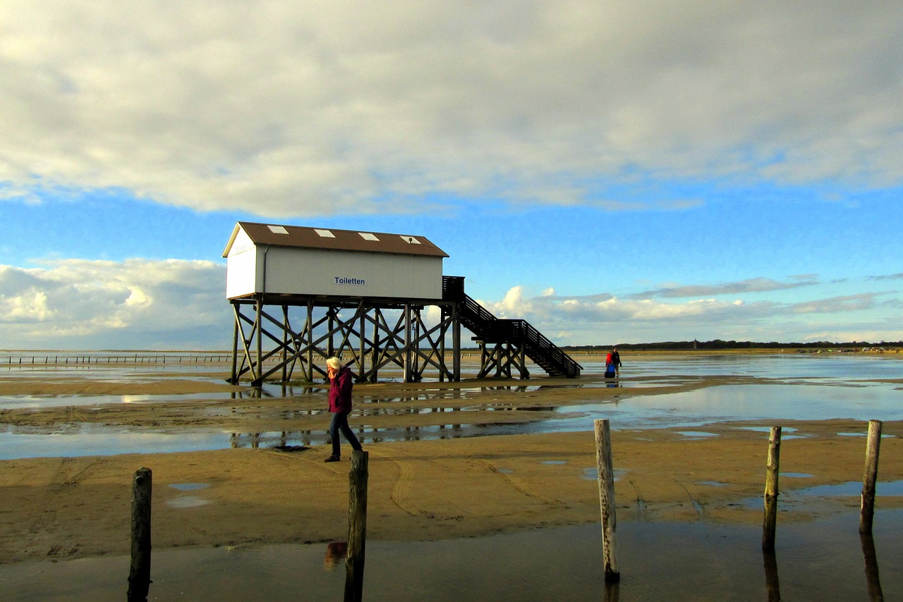 Vokietija, Šiaurės Jūra, Saint Peter Ording, Vanduo, Jūros Tiltas, Kranto, Nuotaika, Nemokamos Nuotraukos,  Nemokama Licenzija