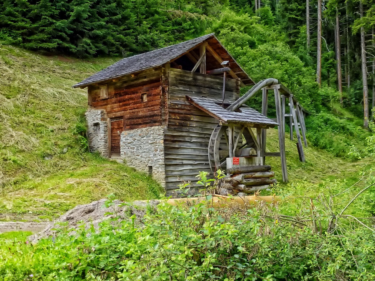 Vokietija, Grūdų Malūnas, Malūnas, Pastatas, Medinis, Miškas, Medžiai, Gamta, Lauke, Hdr