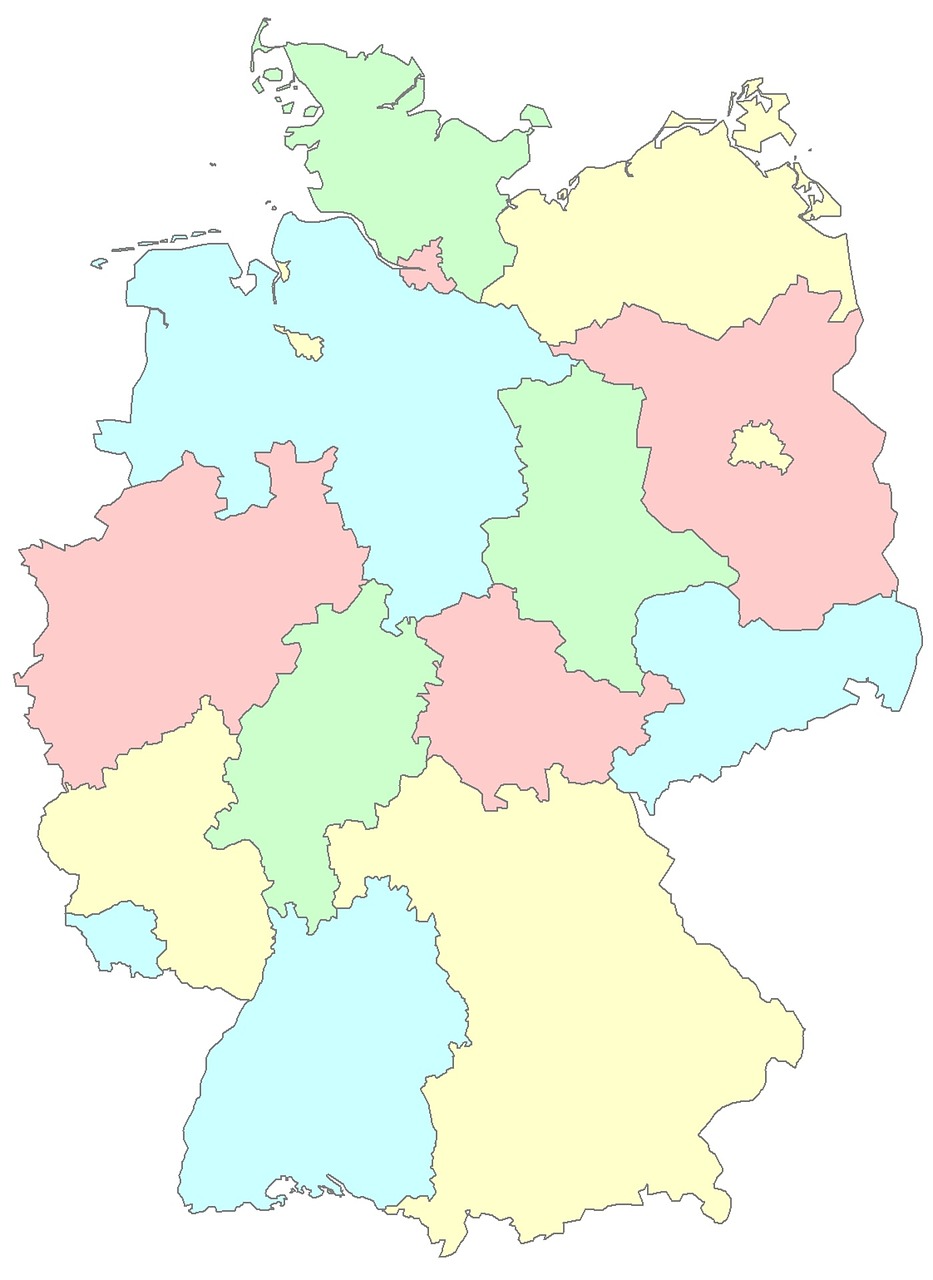 Germany Länder, Regionai Vokiečiai, Vokietijos Žemėlapis, Vokietija, Visos Provincijos, Nemokamos Nuotraukos,  Nemokama Licenzija
