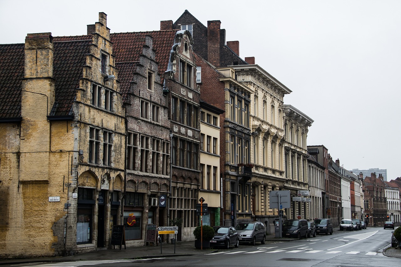 Gentas, Belgija, Fasadas, Senas, Pastatas, Architektūra, Plytos, Pasibaigė, Namas, Gatvė