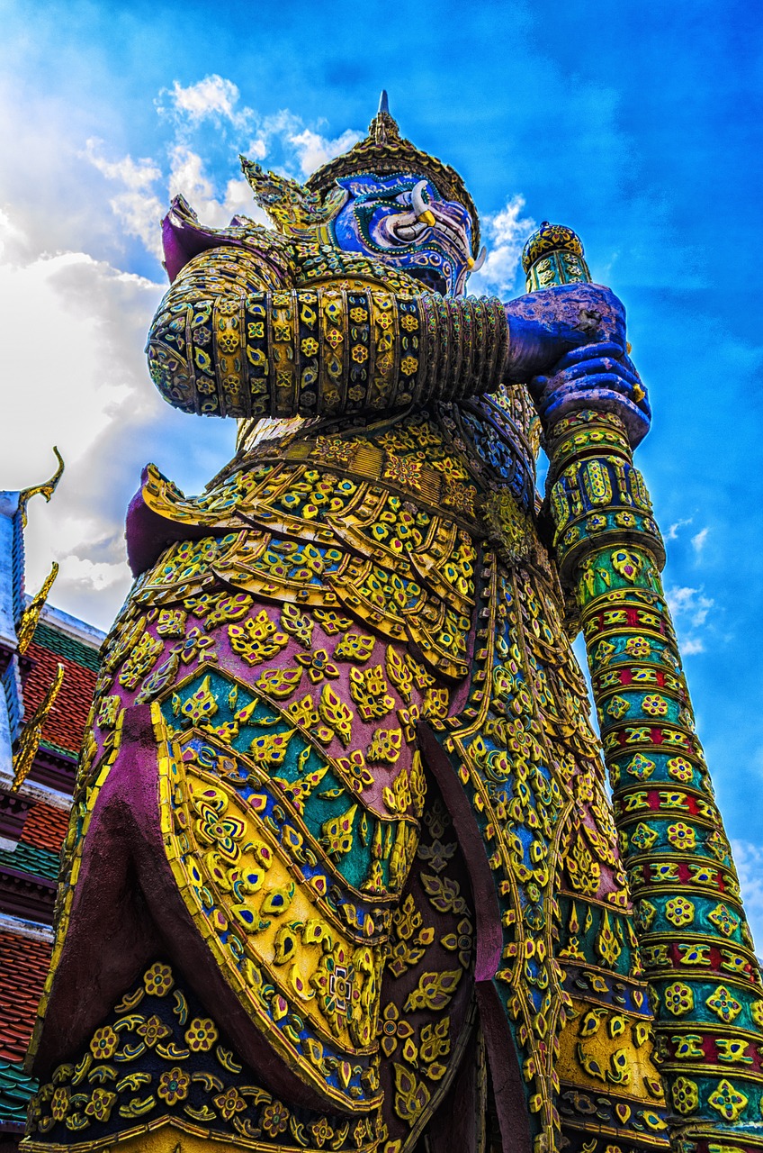 Milžinas, Statula, Wat Arun, Asian, Apsauga, Šventykla, Tajų, Senovės, Bangkok Hdr, Nemokamos Nuotraukos
