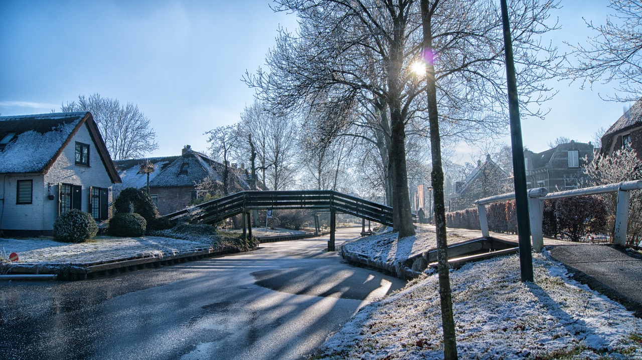 Giethoorn, Žiema, Šaltis, Nyderlandai, Sušaldyta, Gamta, Ledas, Balta, Lygus, Užšaldyti