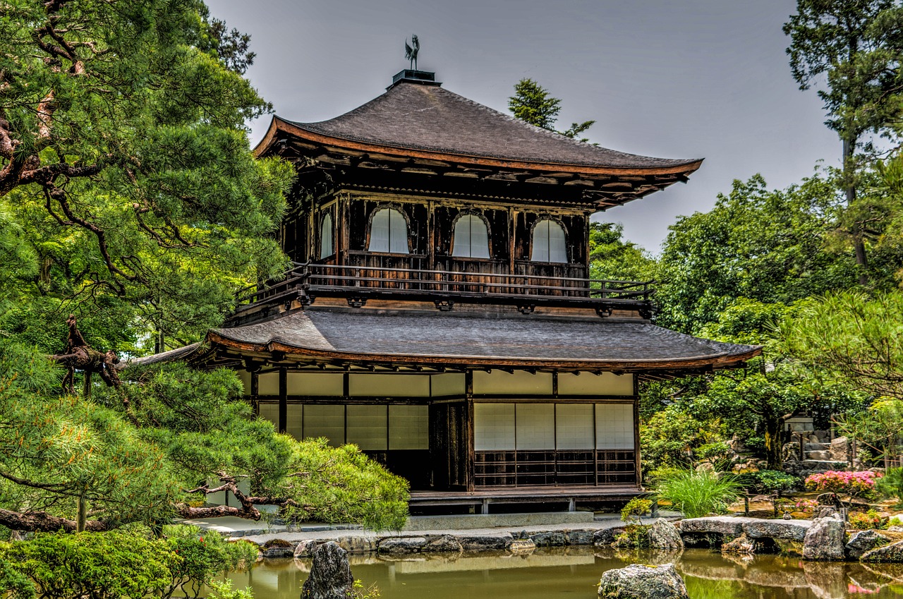Ginkaku-Ji, Šventykla, Kyoto, Japonija, Asija, Sodas, Tradicinis, Architektūra, Kelionė, Lapai