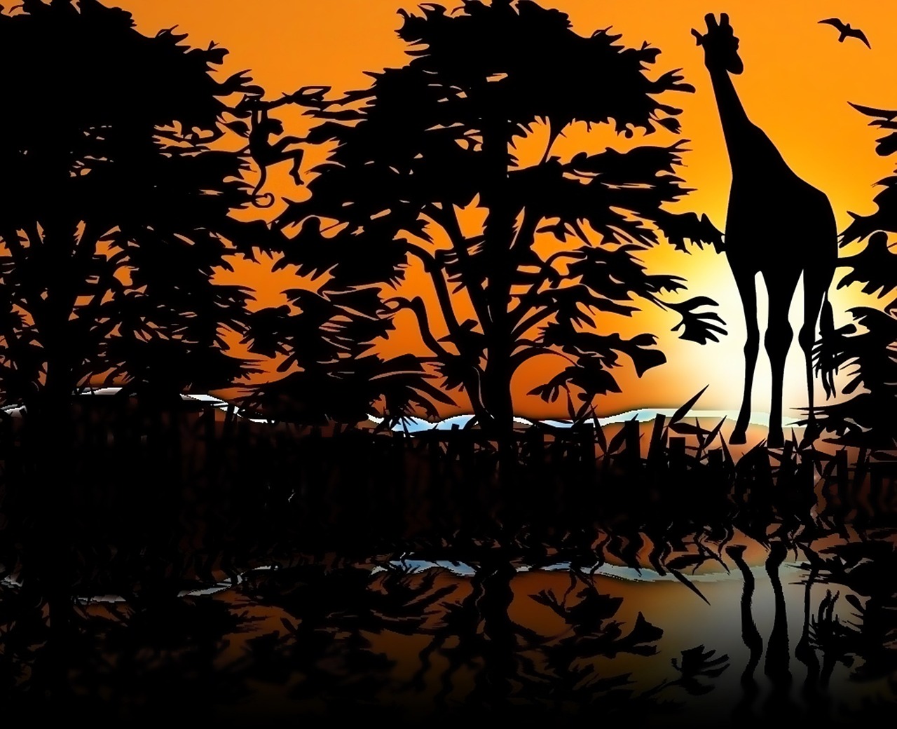 Žirafa, Zoologijos, Gyvūnai, Savana, Vakaruose, Saulėlydis, Sol, Medžiai, Afrikos, Prieš Šviesą