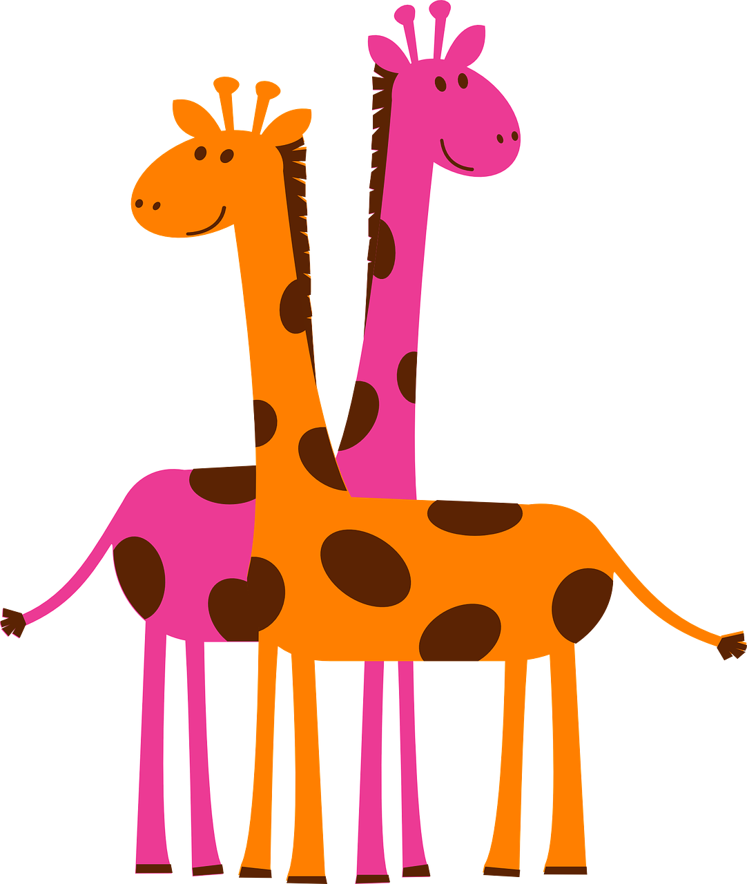 Žirafos, Oranžinė, Rožinis, Animacinis Filmas, Safari, Nemokama Vektorinė Grafika, Nemokamos Nuotraukos,  Nemokama Licenzija
