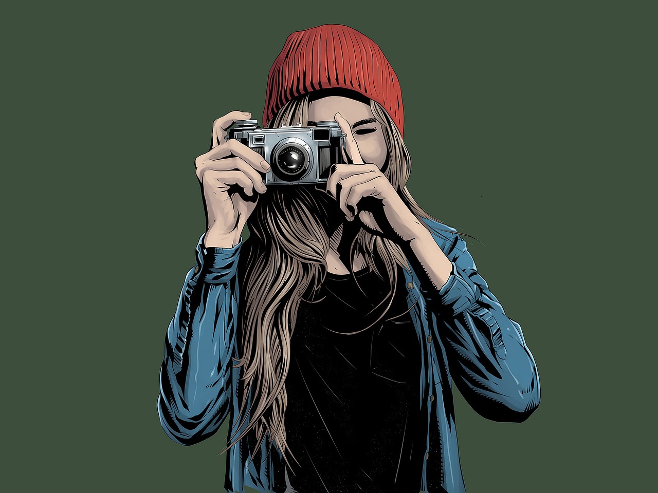 Mergaitė, Fotografas, Fotoaparatas, Fotografija, Moteris, Fotografija, Skrybėlę, Moteris, Hipster, Nemokamos Nuotraukos
