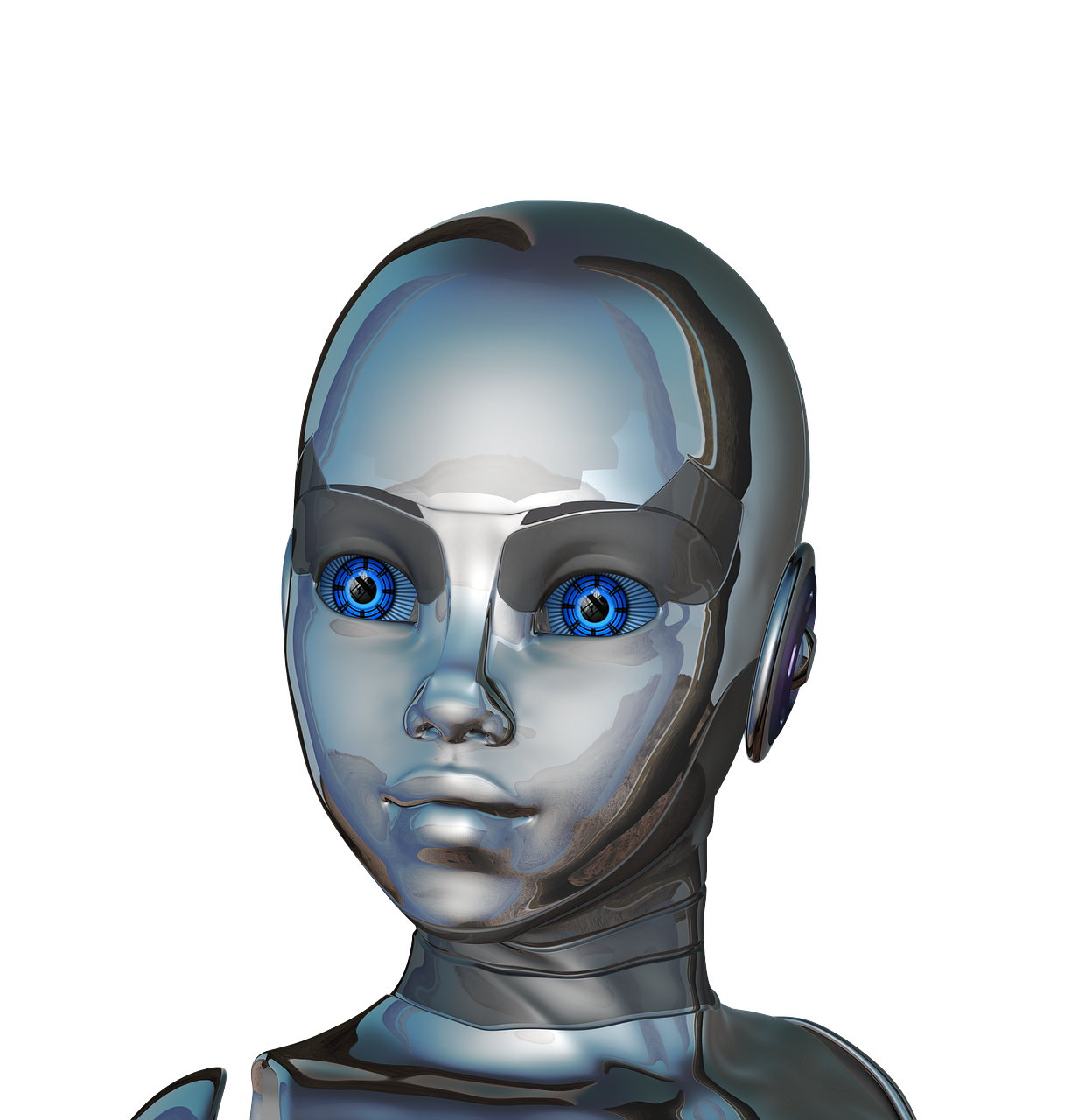 Mergaitė, Moteris, Veidas, Akys, Iš Arti, Robotas, Cyborg, Android, Robotų Technika, Ateitis