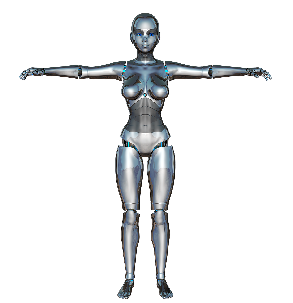 Mergaitė, Moteris, Priekinis, Robotas, Cyborg, Android, Robotų Technika, Ateitis, Dirbtinis Intelektas, Mėlynas