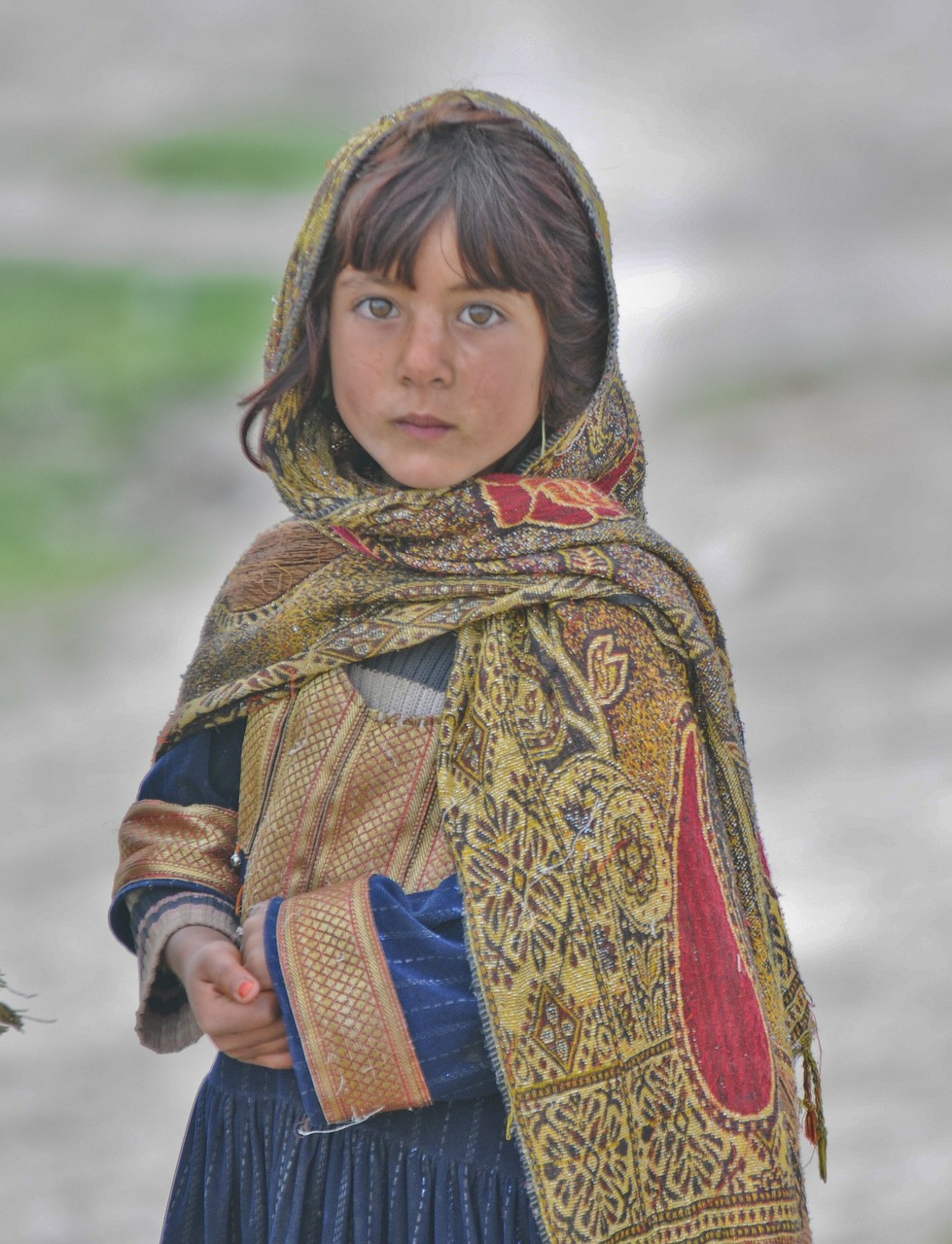 Mergaitė, Vaikas, Moteris, Afganistanas, Mielas, Susijusi, Portretas, Gamta, Lauke, Karo Vaikas
