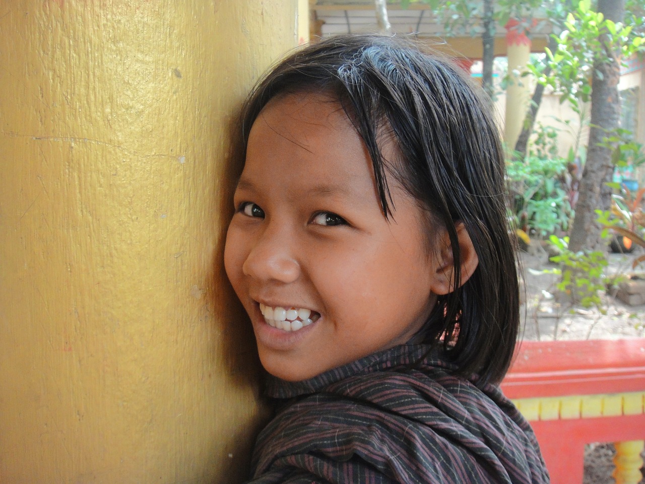 Mergaitė, Gražus, Juoktis, Mianmaras, Drovus, Grožis, Laimingas, Nestabilus, Burma, Nemokamos Nuotraukos