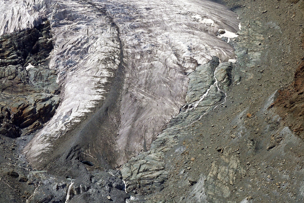 Ledynas Liežuvis, Zermatt, Gornergrat, Braitornas, Ledas, Rokas, Sluoksnis, Valais, Šveicarija, Ledinis Vanduo