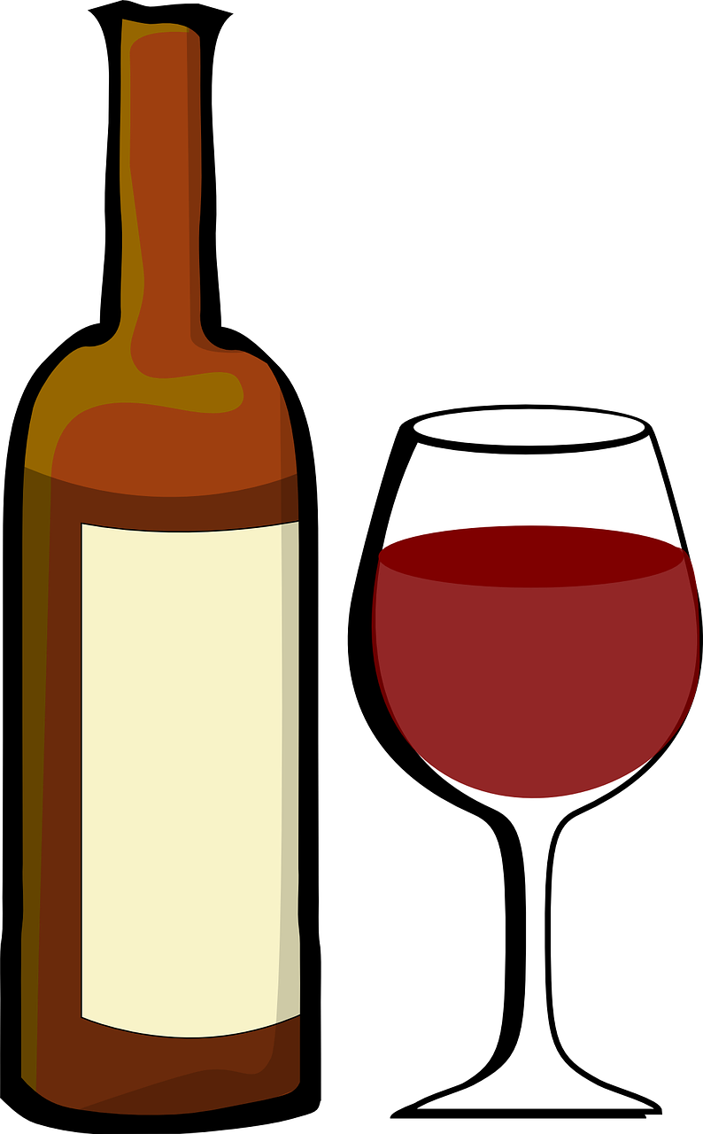 Stiklas, Raudona, Vynas, Butelis, Gerti, Alkoholis, Gėrimas, Vyno Butelis, Bordo, Nemokama Vektorinė Grafika