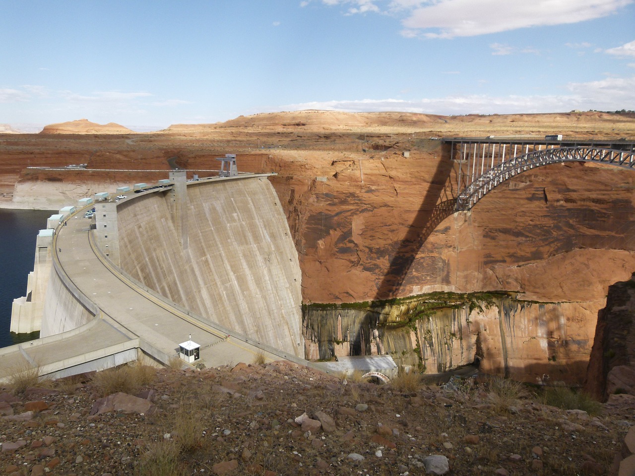 Glen Canyon Užtvankos, Elektrinė, Spalado Upė, Plieninis Tiltas, Statyba, Arizona, Usa, Ežero Powell, Puslapis, Peizažas