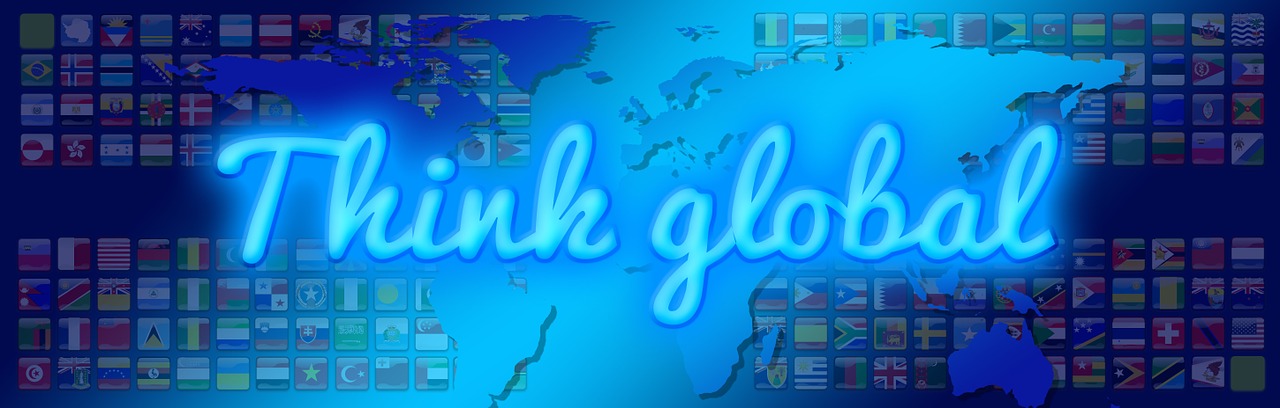 Globalizacija, Tarptautinis, Reklama, Antraštė, Vėliavos, Šalis, Žemynai, Visuotinis, Pasaulis, Visame Pasaulyje