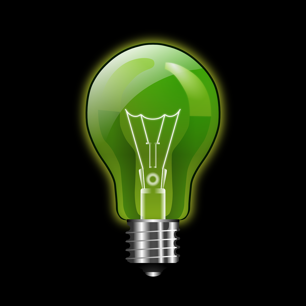 Švytėjimas, Žalias, Šviesa, Lemputė, Elektros Lemputė, Energija, Lemputė, Nemokama Vektorinė Grafika, Nemokamos Nuotraukos,  Nemokama Licenzija