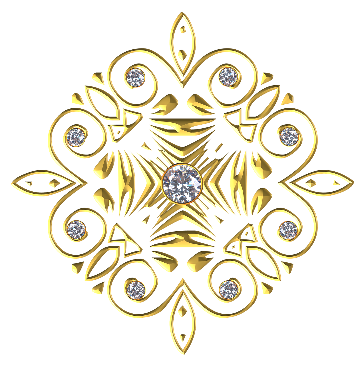 Auksas, Brangakmenis, Ornamentas, Klestėti, Ratas, Simetriškas, Simetriškas, Dekoratyvinis, Fleur De Lis, Damaskas