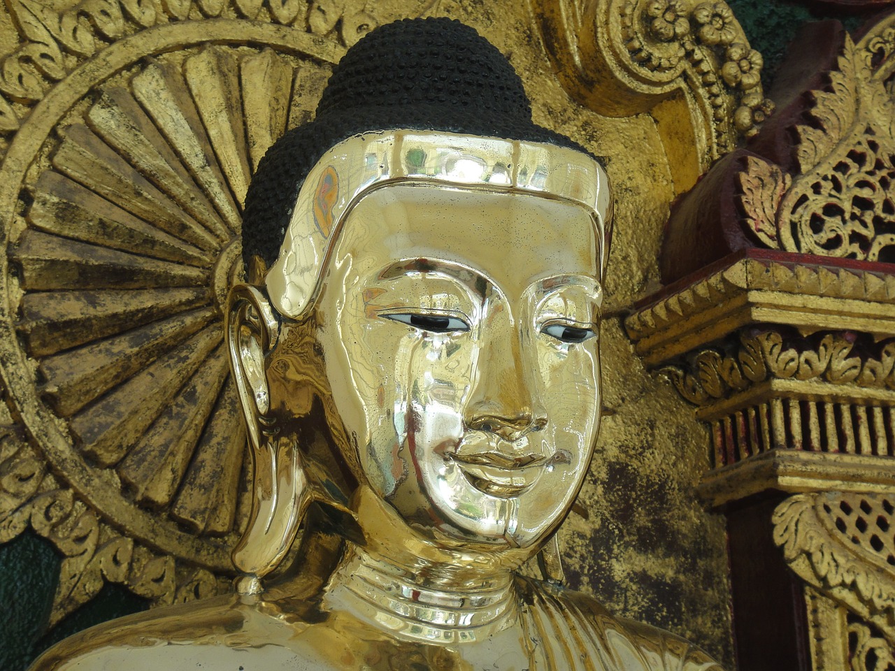 Auksas, Buda, Mianmaras, Burma, Veidas, Ramus, Budizmas, Nemokamos Nuotraukos,  Nemokama Licenzija