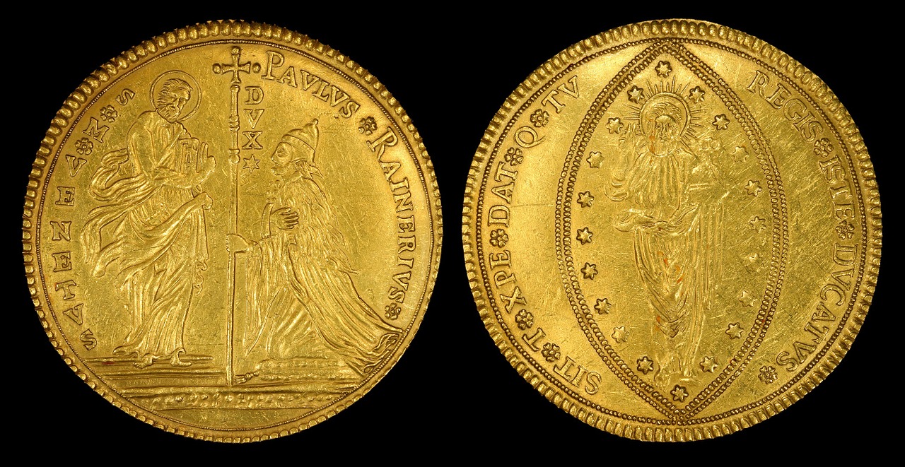 Auksinė Moneta, Italijos Valstybės, Venecijos Respublika, 50 Blizgučiai, Zecchini, 76 Milimetrai, 192, 5 Gramai, Blizgantis, Apvalus