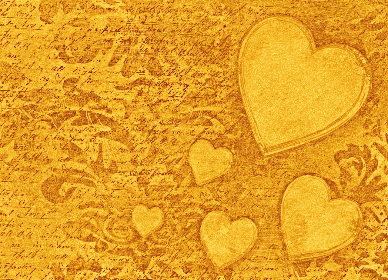 Aukso Širdies Fonas, Aukso Fonas, Širdis, Valentine, Valentino Diena, Širdis, Aukso Širdis, Auksas, Auksinis, Valentino