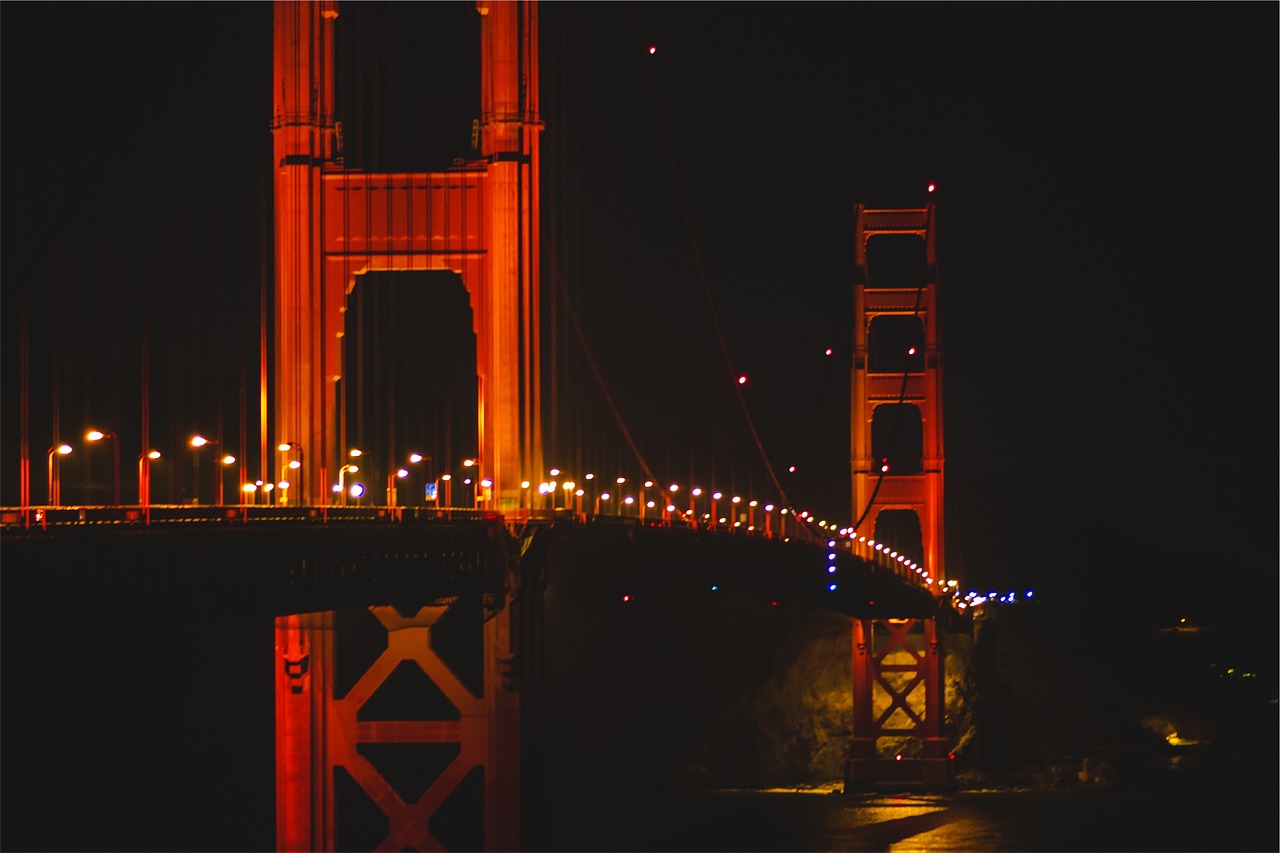 Auksinių Vartų Tiltas, San Franciskas, Architektūra, Naktis, Tamsi, Vakaras, Lempos Įrašai, Nemokamos Nuotraukos,  Nemokama Licenzija