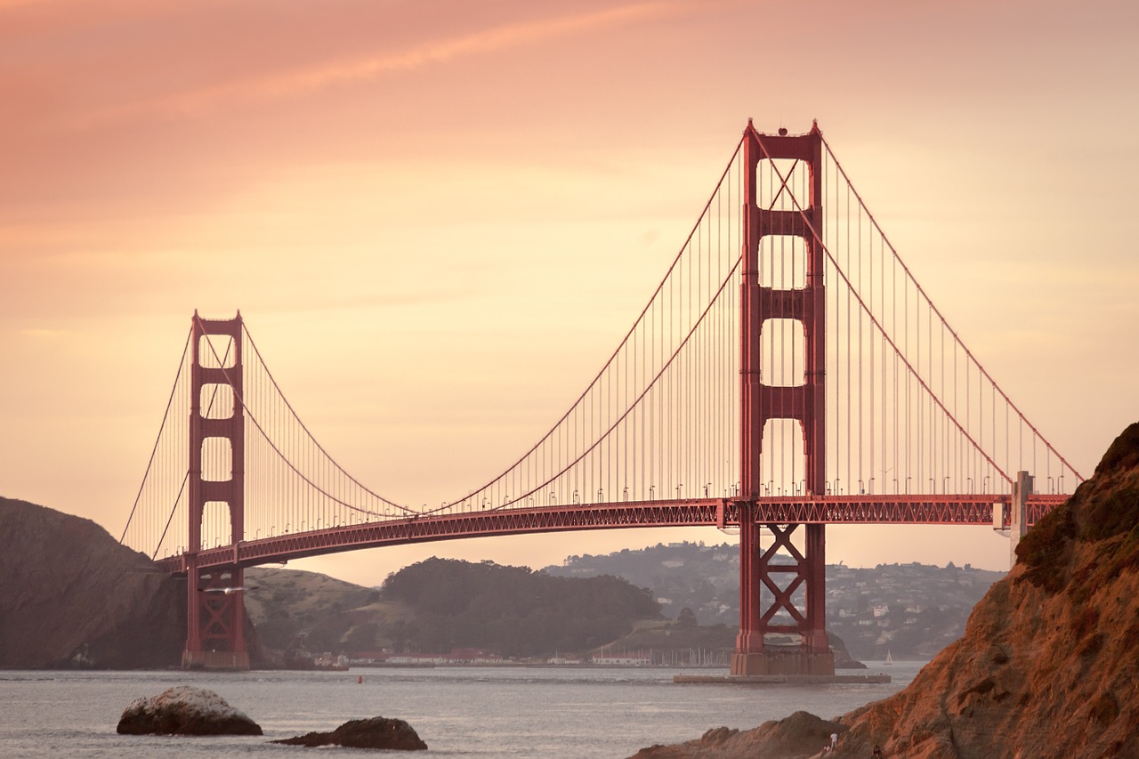 Auksinių Vartų Tiltas, San Franciskas, Kalifornija, San Francisco Bay Area, Tiltas, Vandenynas, Įlanka, Vanduo, Orientyras, Kelionė