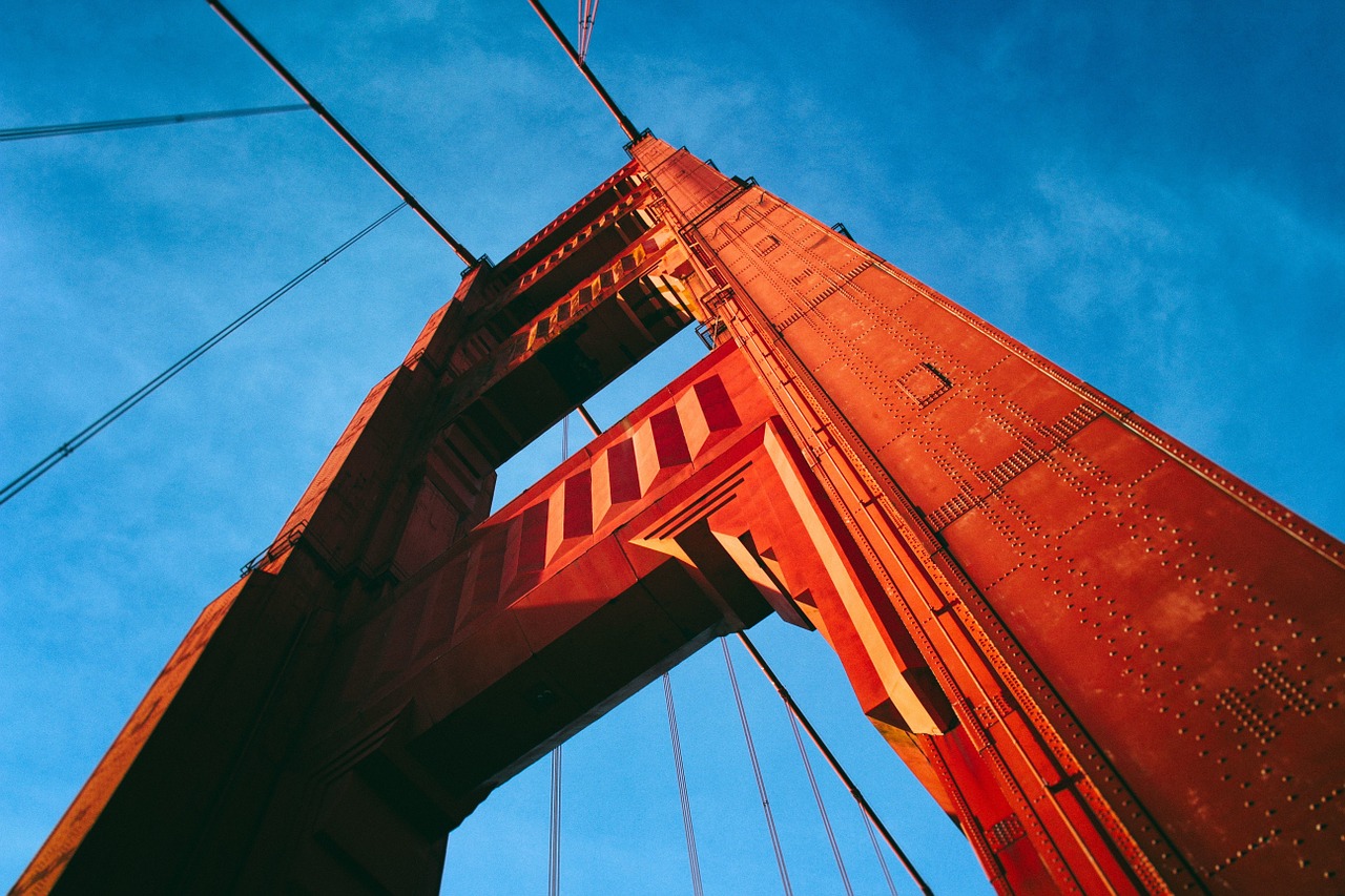 Auksinių Vartų Tiltas, Kabantis Tiltas, Metalas, Plienas, Tiltas, Kalifornija, San Franciskas, Usa, Bokštas, Architektūra