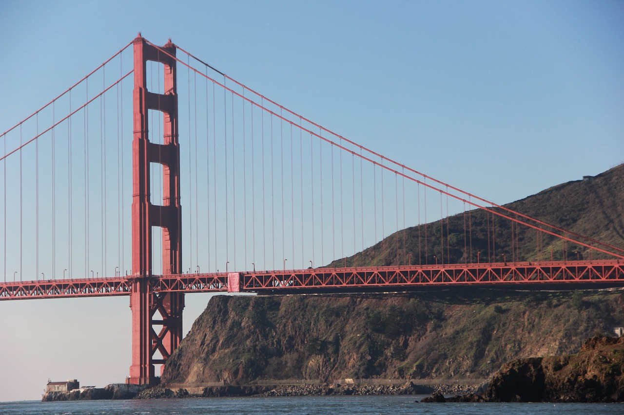 Auksinių Vartų Tiltas, San Franciskas, Marin, Orientyras, Ramiojo Vandenyno Regionas, Vanduo, Kalifornija, Įlanka, Tiltas, Struktūra