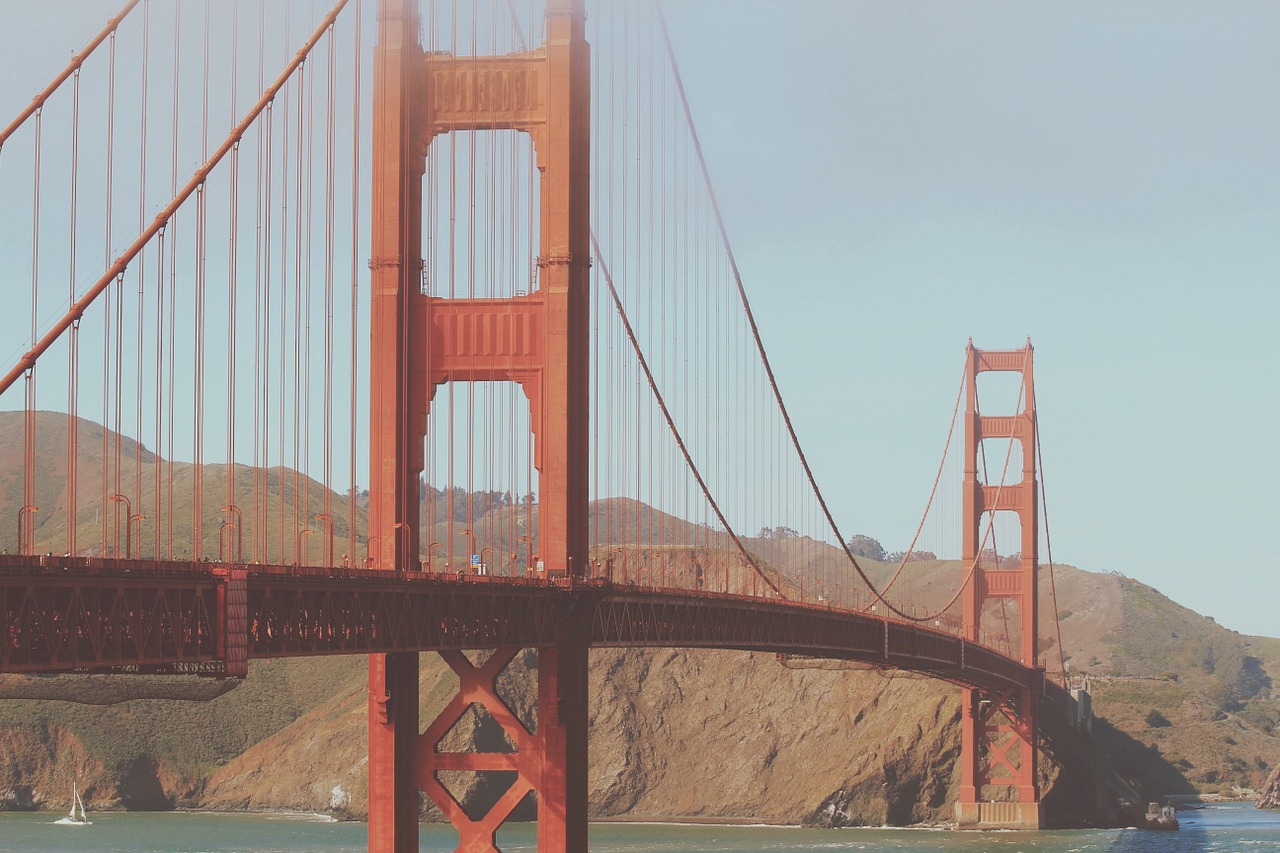 Auksinių Vartų Tiltas, San Franciskas, Architektūra, Įlanka, Vanduo, Valtys, Kalnai, Kalvos, Kraštovaizdis, Gamta
