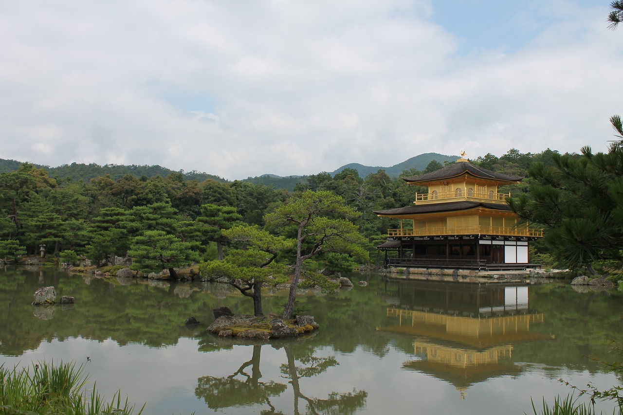 Auksinis Paviljonas, Japonija, Vanduo, Tvenkinys, Medis, Atspindys, Japanese, Orientyras, Paviljonas, Architektūra